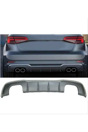 Audi a3 hb s3 arka tampon difüzörü ve egzoz ucu seti 2016+ thumb 4
