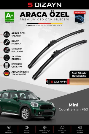 S-Dizayn Mini Countryman F60 Ön Cam Silecek Seti 2017-2024 Premium Araca Özel 60-53 Cm A+ Kalite AOC