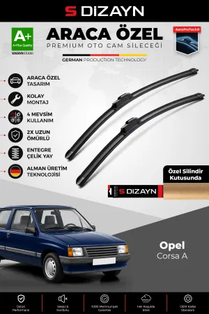 S-Dizayn Opel Corsa A Ön Cam Silecek Seti 1982-1993 Premium Araca Özel 40-40 Cm A+ Kalite Aocs-1893