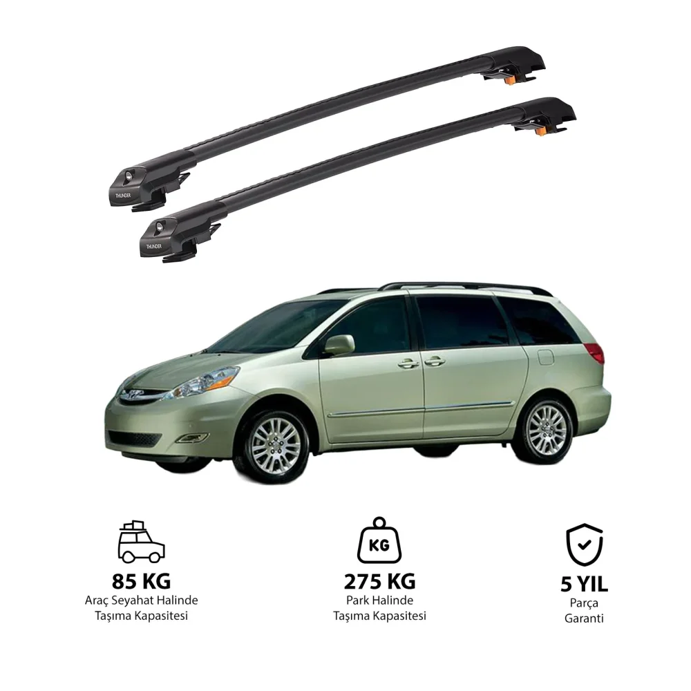 TOYOTA SIENNA 2004-2010 TRX1 Thunder Carrier Kilitli Ara Atkı Siyah