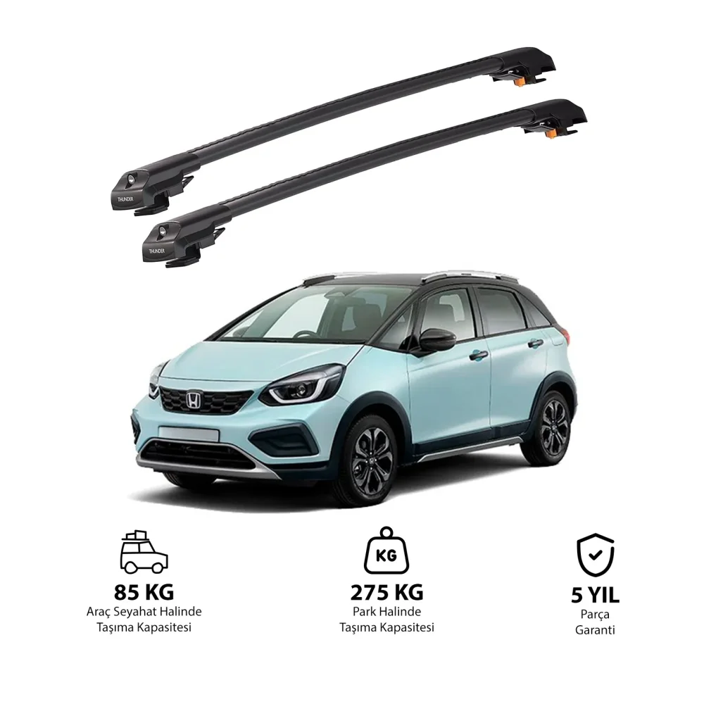 HONDA JAZZ CROSSTAR 2025 - Sonrası TRX1 Thunder Carrier Kilitli Ara Atkı Siyah