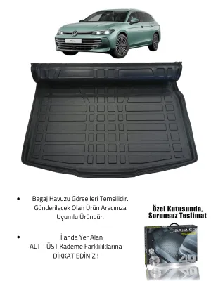 Passat Variant B9 2024+ Uyumlu 4.5D SAHLER Premium Paspas + Liner Marka 3D ÜST Bagaj Havuzu - Passat Variant B9 - Görsel 2