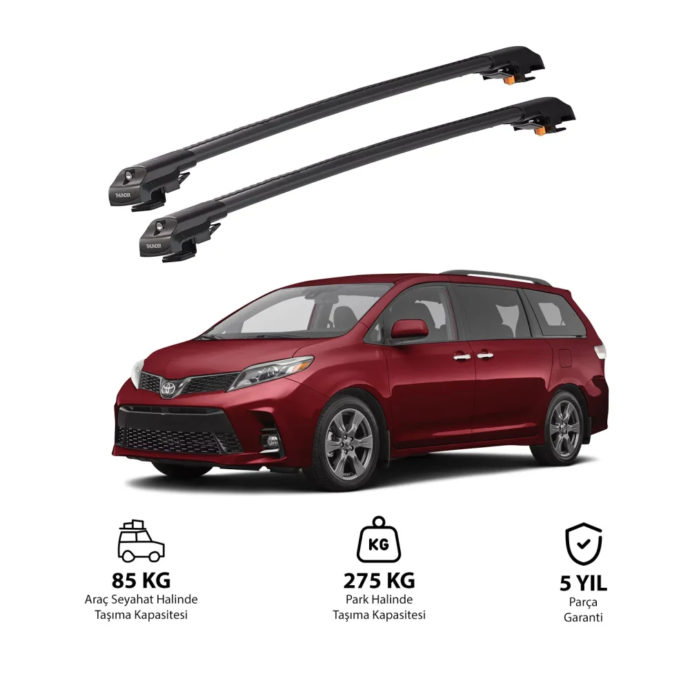 TOYOTA SIENNA 2011-2020 TRX1 Thunder Carrier Kilitli Ara Atkı Siyah