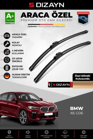 S-Dizayn Bmw X6 Ön Cam Silecek Seti 2019 Üzeri Premium Araca Özel 65-50 Cm A+ Kalite Aocs-2047