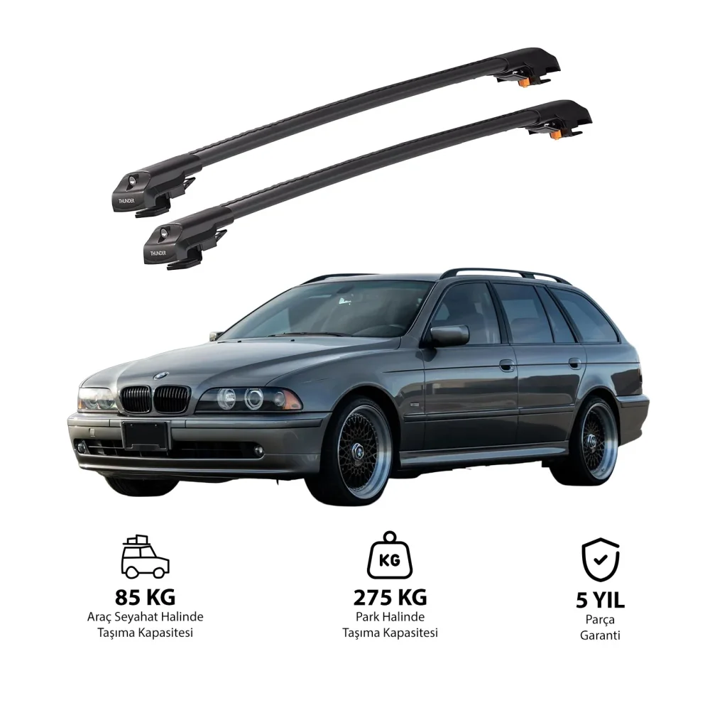 BMW 5 SERİSİ TOURING 1996-2003 TRX1 Thunder Carrier Kilitli Ara Atkı Siyah