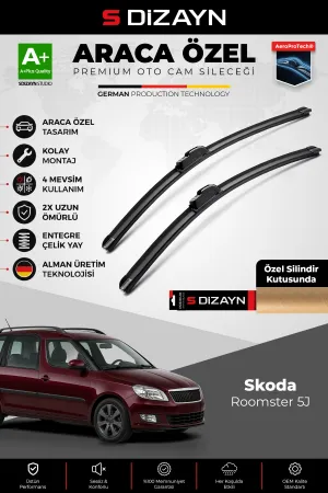 S-Dizayn Skoda Roomster 5J Ön Cam Silecek Seti 2006-2015 Premium Araca Özel 53-53 Cm A+ Kalite Aocs-