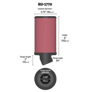 K&N Universal Hava Filtresi RU-1770 - Görsel 2
