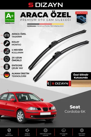 S-Dizayn Seat Cordoba 6K Ön Cam Silecek Seti 1993-2009 Premium Araca Özel 53-48 Cm A+ Kalite Aocs-16