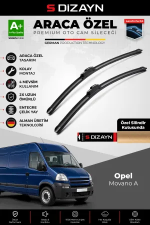 S-Dizayn Opel Movano A Ön Cam Silecek Seti 1998-2010 Premium Araca Özel 60-60 Cm A+ Kalite Aocs-1788