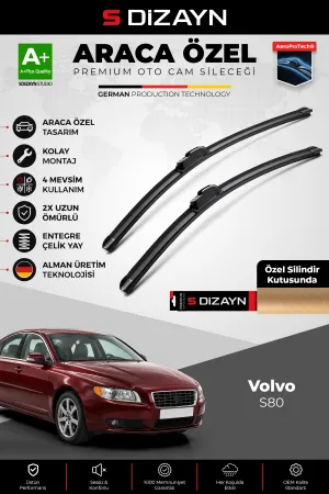 S-Dizayn Volvo S80 Ön Cam Silecek Seti 2006-2016 Premium Araca Özel 65-50 Cm A+ Kalite AOCS-1820