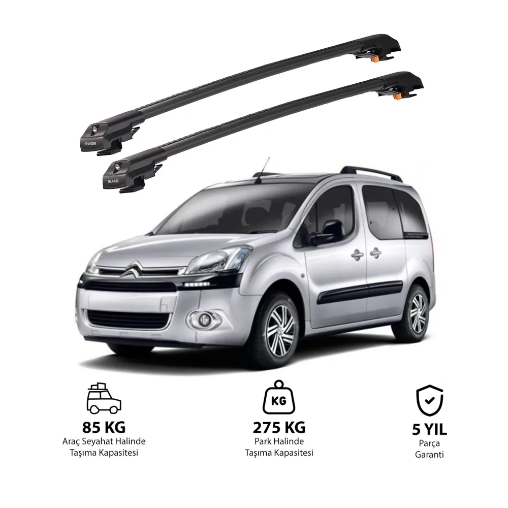 CITROEN BERLINGO 2008-2018 TRX1 Thunder Carrier Kilitli Ara Atkı Siyah