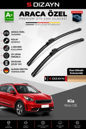 S-Dizayn Kia Niro De Ön Cam Silecek Seti 2016-2022 Premium Araca Özel 65-40 Cm A+ Kalite Aocs-1856