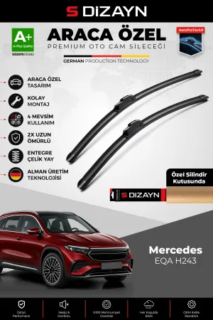 S-Dizayn Mercedes Eqa H243 Ön Cam Silecek Seti 2021 Üzeri Premium Araca Özel 65-48 Cm A+ Kalite Aocs