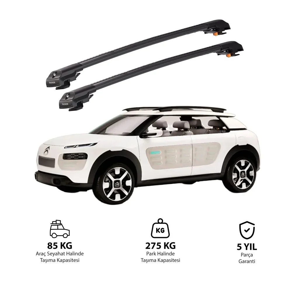 CITROEN C4 CACTUS 2014 ve Sonrası TRX1 Thunder Carrier Kilitli Ara Atkı Siyah