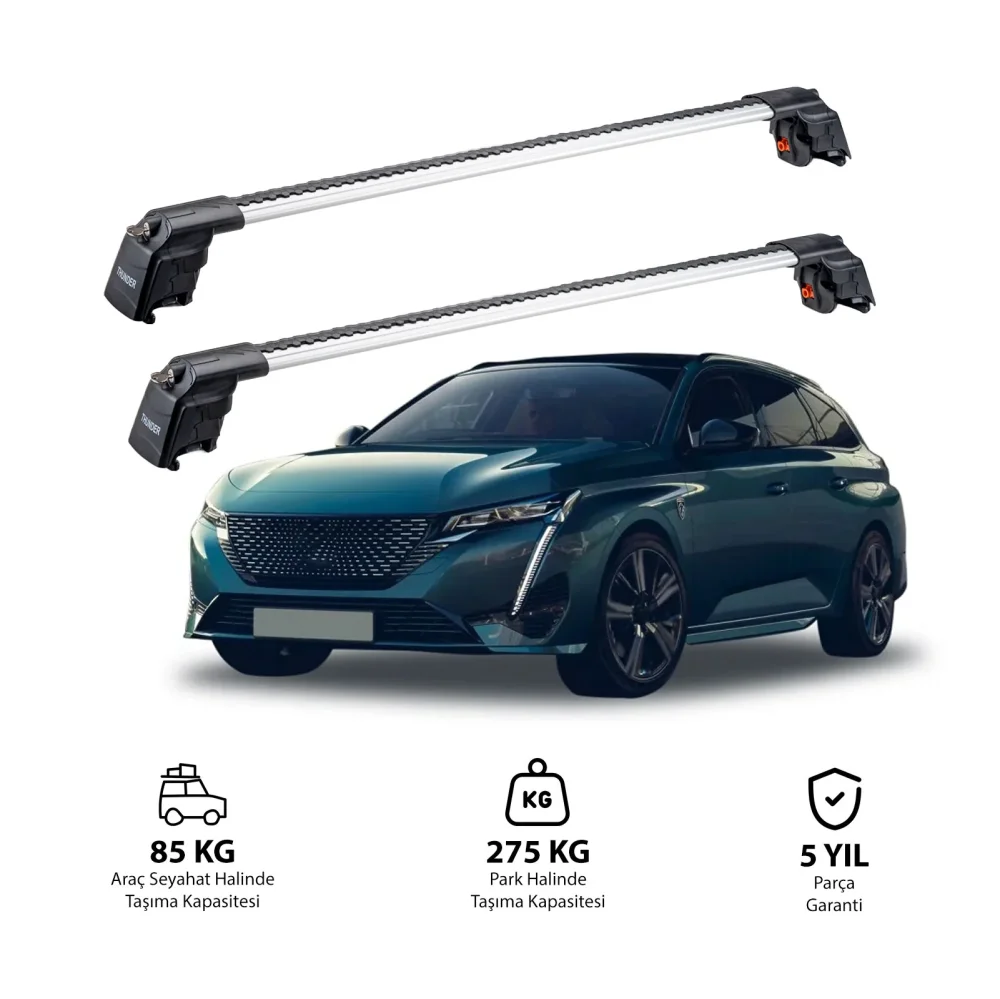 PEUGEOT 308 SW GT 2022 ve Sonrası TRX2 Thunder Carrier Ara Atkı Gri