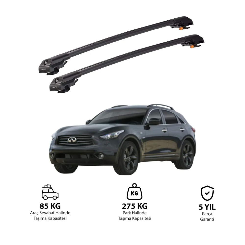INFINITI QX70 2013 ve Sonrası TRX1 Thunder Carrier Kilitli Ara Atkı Siyah