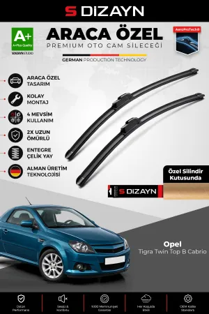 S-Dizayn Opel Tigra Twin Top B Cabrio Ön Cam Silecek Seti 2004-2009 Premium Araca Özel 50-45 Cm A+ K