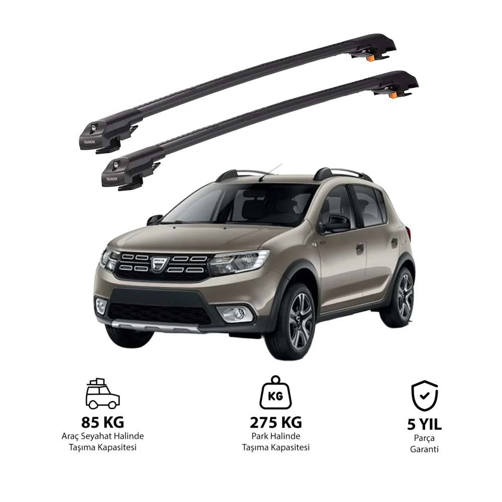 DACIA SANDERO STEPWAY 2013-2020 TRX1 Thunder Carrier Kilitli Ara Atkı Siyah
