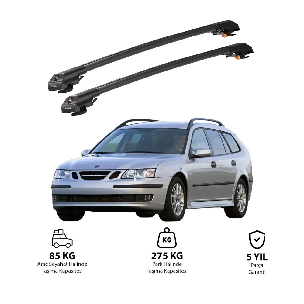 SAAB 9-3 SPORTWAGON 2006-2012 TRX1 Thunder Carrier Kilitli Ara Atkı Siyah