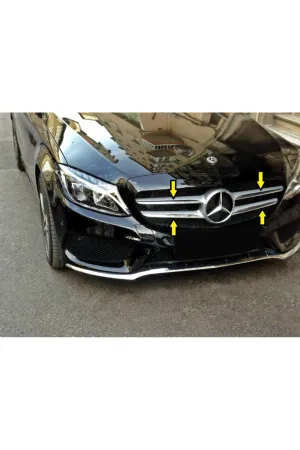 Mercedes W205 C Serisi Krom Ön Panjur Aksesuarı 4 Parça P. Çelik