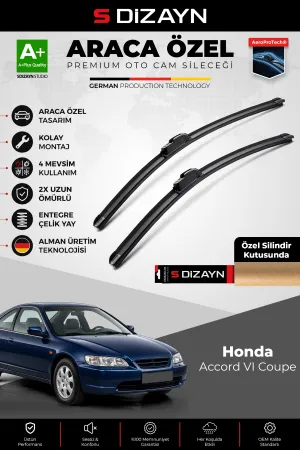 S-Dizayn Honda Accord VI, CG Coupe Ön Cam Silecek Seti 1998-2003 Premium Araca Özel 60-48 Cm A+ Kali