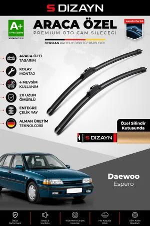 S-Dizayn Daewoo Espero Ön Cam Silecek Seti 1994-1999 Premium Araca Özel 48-48 Cm A+ Kalite Aocs-1834