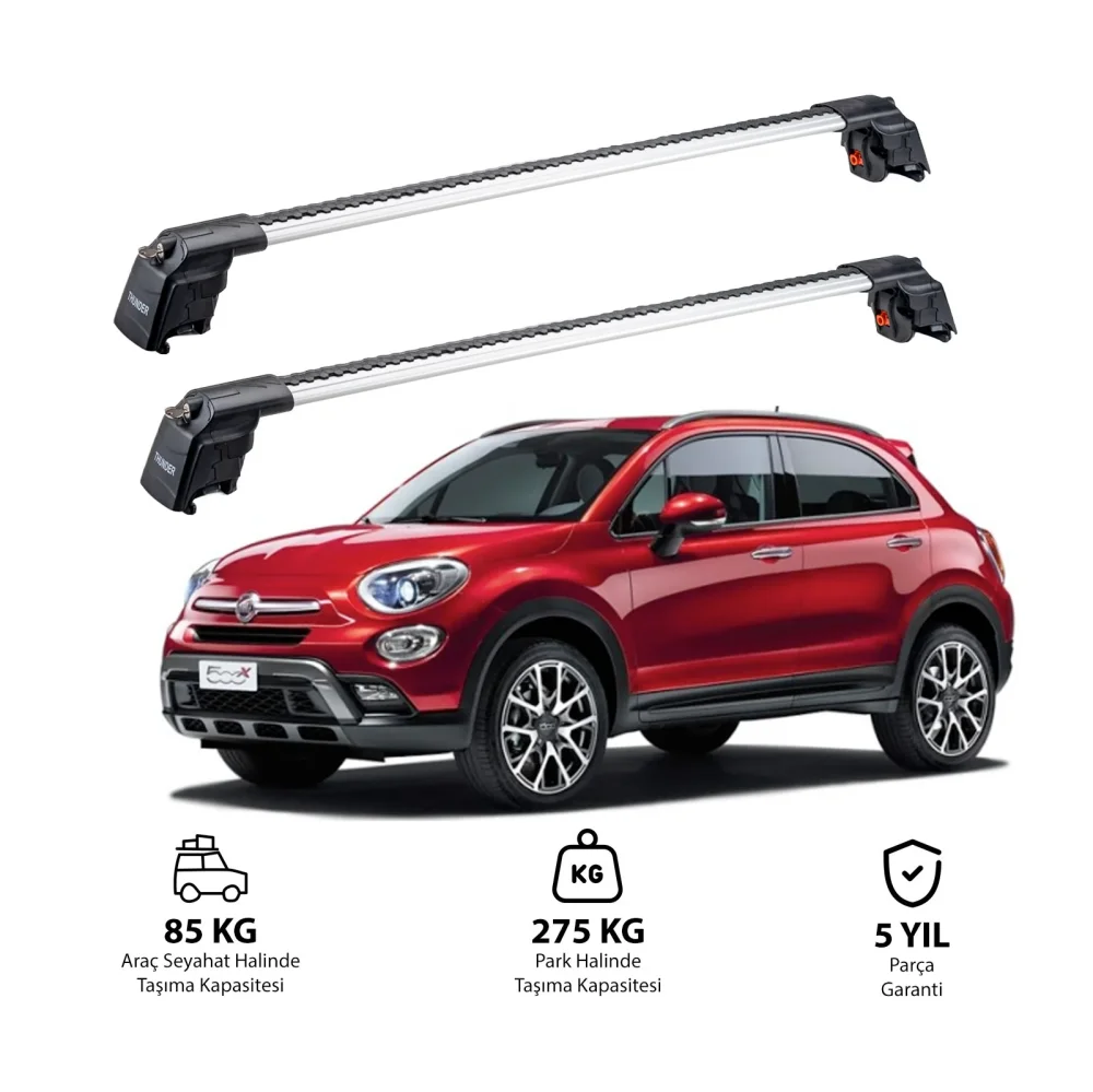 FIAT 500X 2014 ve Sonrası TRX2 Thunder Carrier Ara Atkı Gri