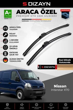 S-Dizayn Nissan Interstar Ön Cam Silecek Seti 2002-2010 Premium Araca Özel 60-60 Cm A+ Kalite Aocs-2
