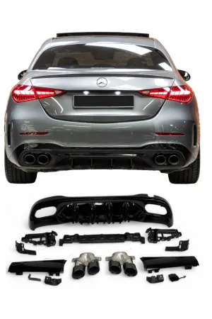 Mercedes W206 c43 amg arka tampon difüzör ve egzoz ucu amg 2021