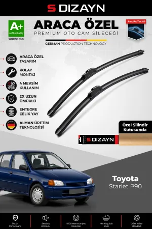 S-Dizayn Toyota Starlet P90 Ön Cam Silecek Seti 1996-1999 Premium Araca Özel 50-45 Cm A+ Kalite Aocs