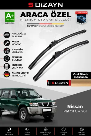 S-Dizayn Nissan Patrol Ön Cam Silecek Seti 1997-2010 Premium Araca Özel 50-50 Cm A+ Kalite Aocs-2092
