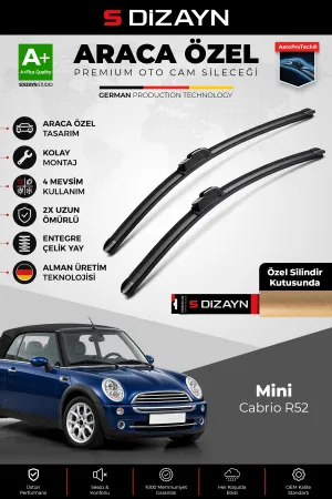 S-Dizayn Mini Cabrio Ön Cam Silecek Seti 2004-2012 Premium Araca Özel 48-45 Cm A+ Kalite Aocs-2109