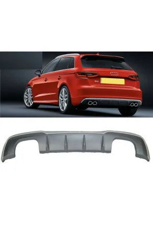 Audi a3 hb s3 arka tampon difüzörü ve egzoz ucu seti 2016+ thumb 3