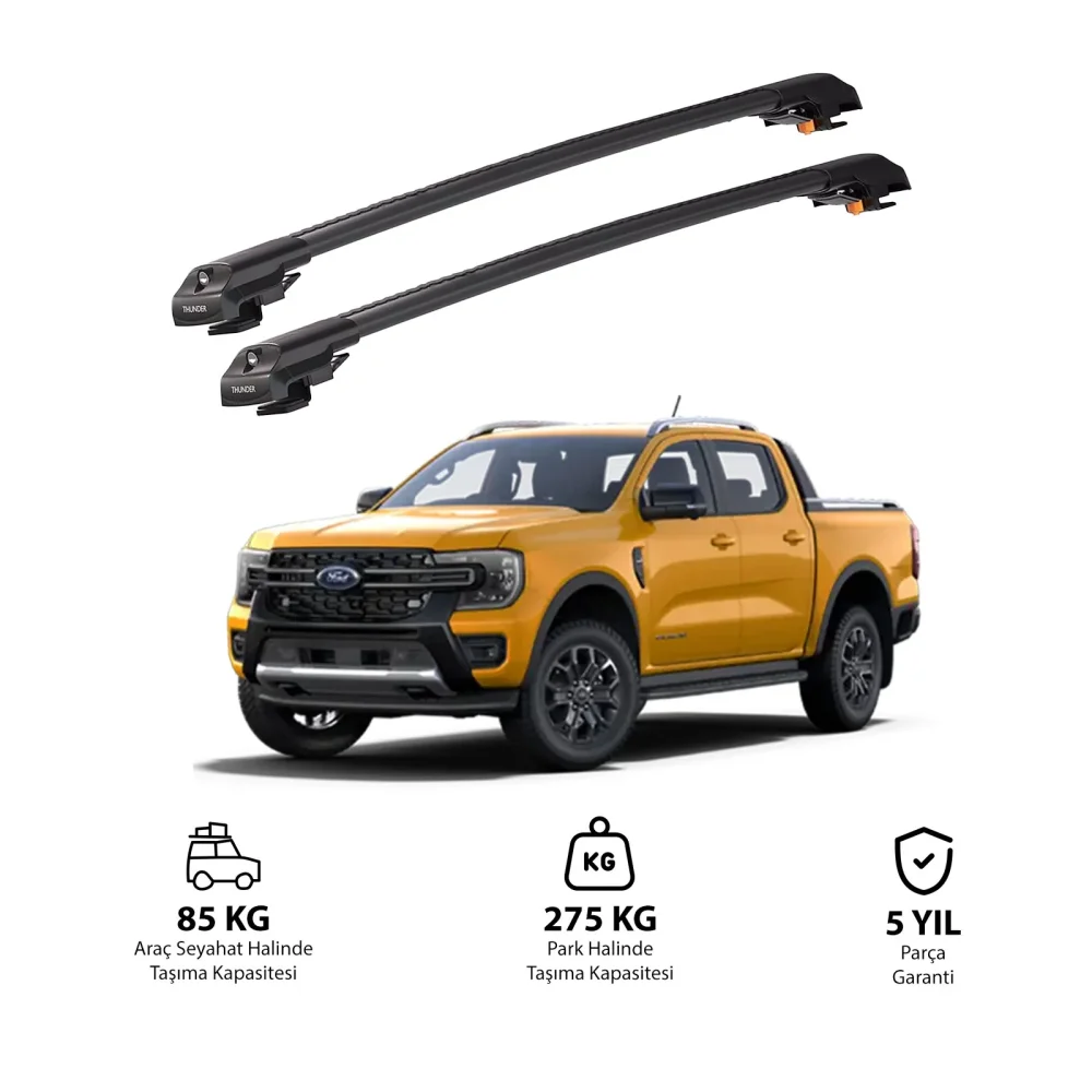 FORD RANGER WILDTRAK 2020 - Sonrası TRX1 Thunder Carrier Kilitli Ara Atkı Siyah