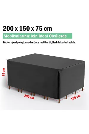 Bahçe Mobilya Koruma Örtüsü Branda 200x150x75 Cm Su Geçirmez thumb 5