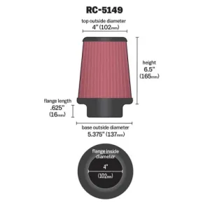K&N Universal Hava Filtresi RC-5149 - Görsel 2