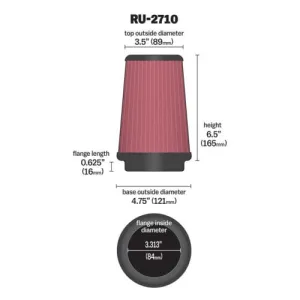 K&N Universal Hava Filtresi RU-2710 - Görsel 4