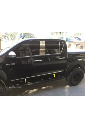 Toyota Hilux 2016-2021 Krom Yan Kapı Çıtası Aksesuarı 4 Parça