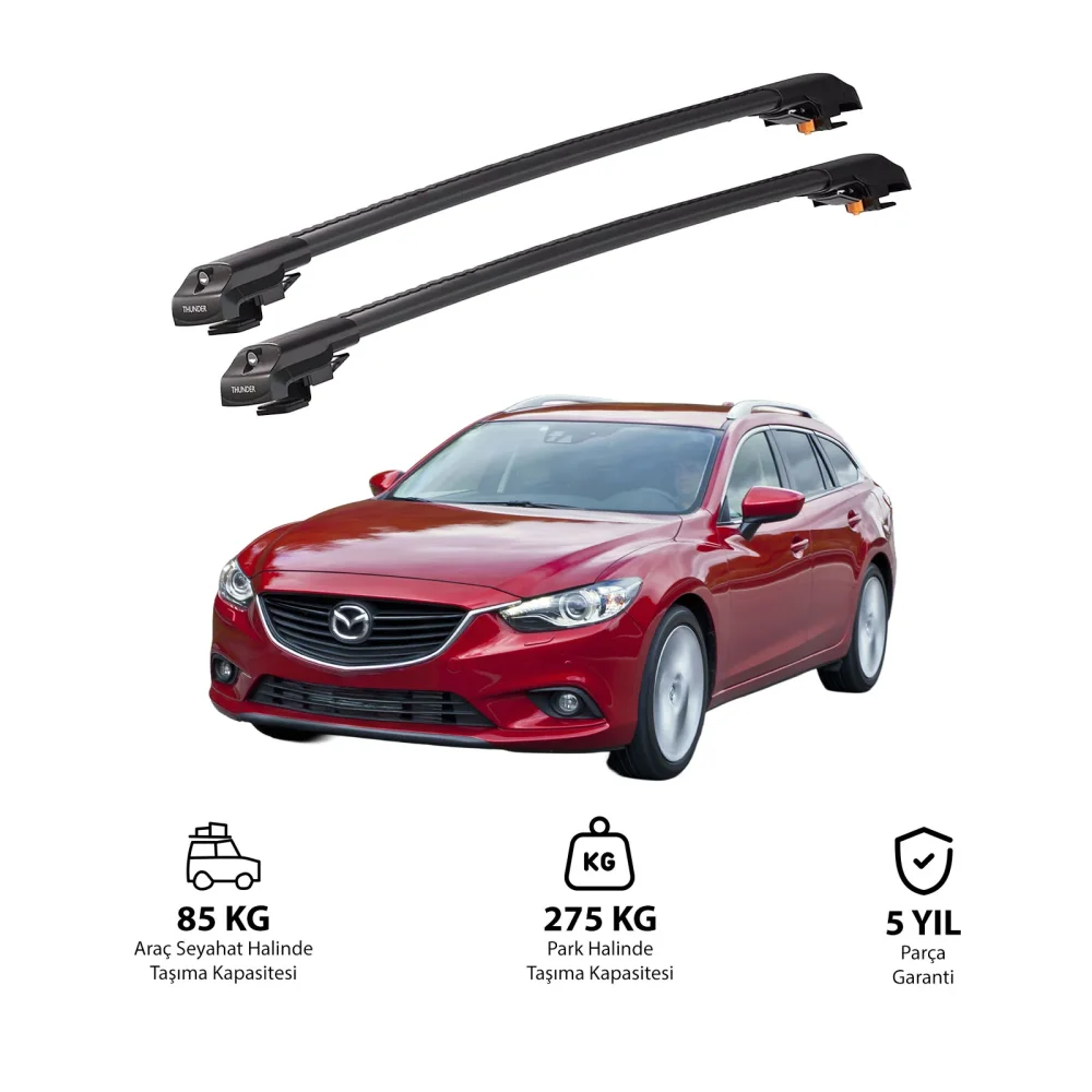 MAZDA 6 2013 ve Sonrası TRX1 Thunder Carrier Kilitli Ara Atkı Siyah