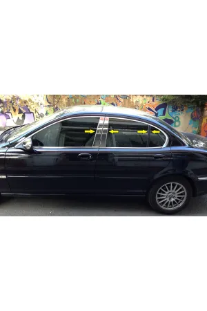 Jaguar X-Type Krom Kapı Direk Aksesuarı 6 Parça Paslanmaz Çelik