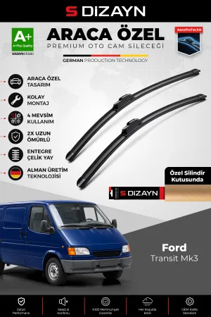 S-Dizayn Ford Transit Mk3 Ön Cam Silecek Seti 1986-2000 Premium Araca Özel 55-55 Cm A+ Kalite Aocs-1