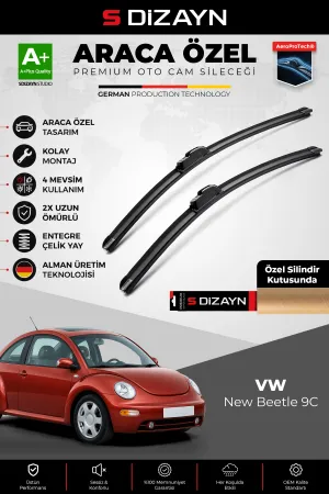S-Dizayn Vw New Beetle 9C Ön Cam Silecek Seti 1998-2011 Premium Araca Özel 53-53 Cm A+ Kalite Aocs-1