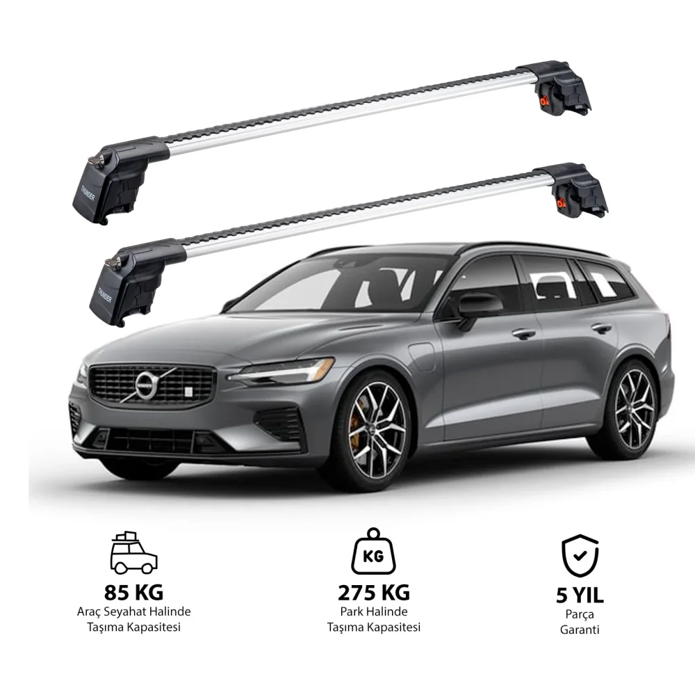 VOLVO V60 2011-2018 TRX2 Thunder Carrier Ara Atkı Gri