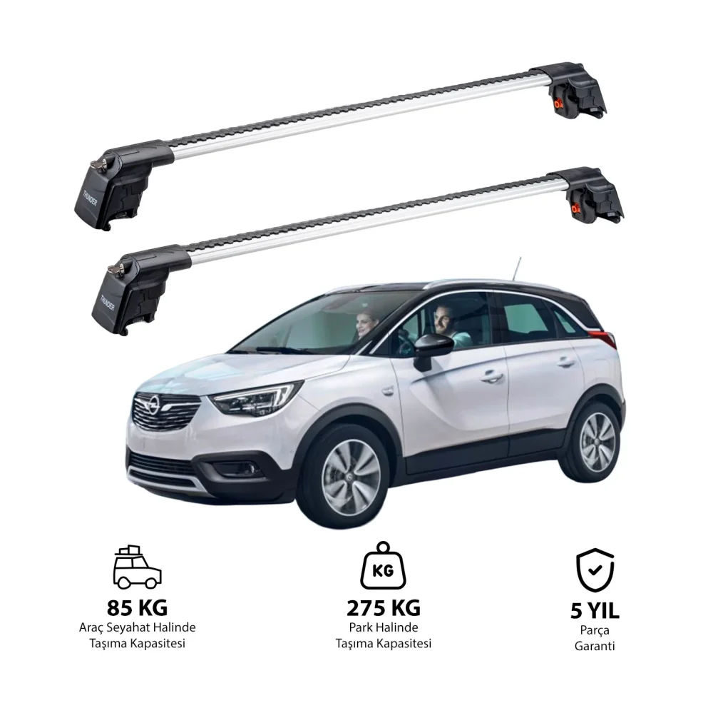 OPEL CROSSLAND X 2017-2020 TRX2 Thunder Carrier Ara Atkı Gri