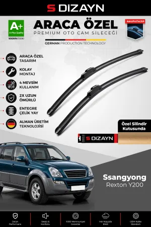 S-Dizayn Ssangyong Rexton Y200 Ön Cam Silecek Seti 2001-2012 Premium Araca Özel 50-50 Cm A+ Kalite A