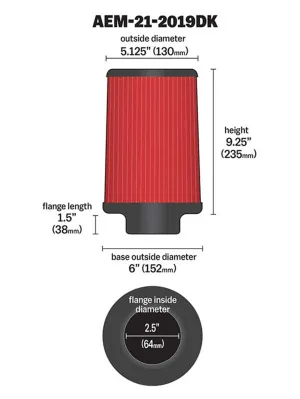 AEM Universal Hava Filtresi 21-2019DK - Görsel 2