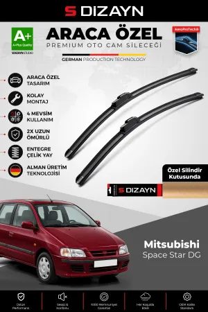 S-Dizayn Mitsubishi Space Star Dg Ön Cam Silecek Seti 1998-2005 Premium Araca Özel 53-45 Cm A+ Kalit