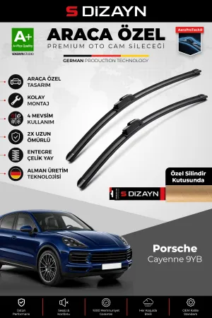 S-Dizayn Porsche Cayenne 9Yb Ön Cam Silecek Seti 2019 Üzeri Premium Araca Özel 65-55 Cm A+ Kalite Ao