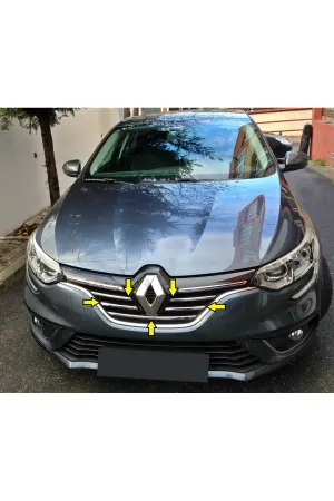 Renault Megane 4 Krom Ön Panjur Aksesuarı 5 Parça Paslanmaz Çelik