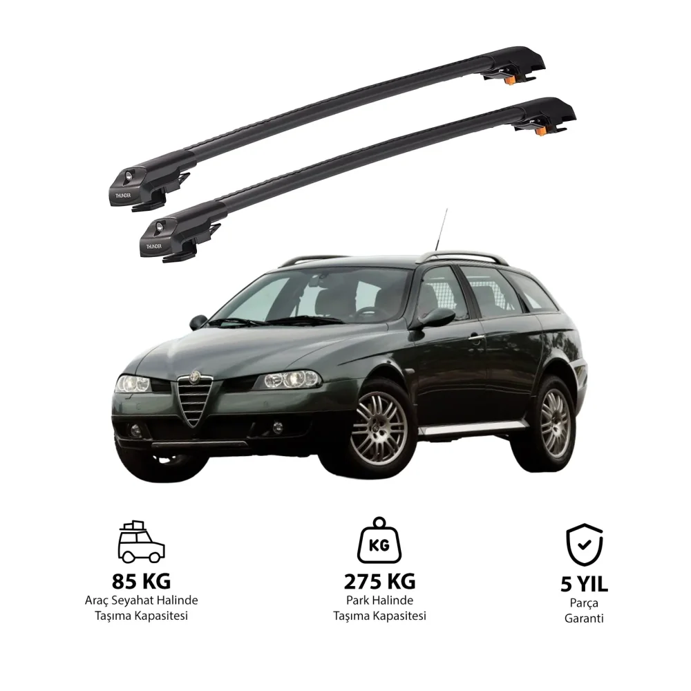 ALFA ROMEO 156 CROSSWAGON (T932) 2000-2007 TRX1 Thunder Carrier Kilitli Ara Atkı Siyah